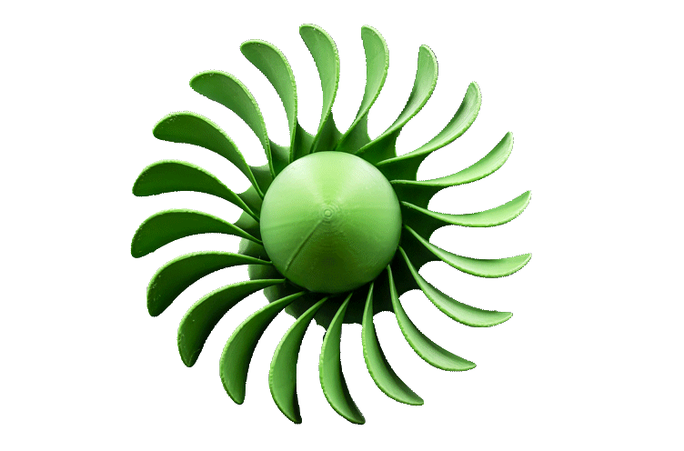Hélice verte fabriquée en impression 3D par Serviplast Industrie